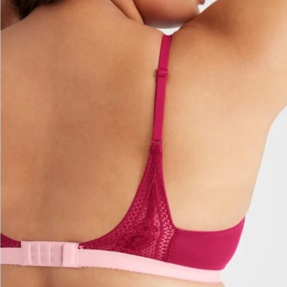 Knix Lace Deep-V Bra Sz XXL in Pomegranate - Picture 2 of 7